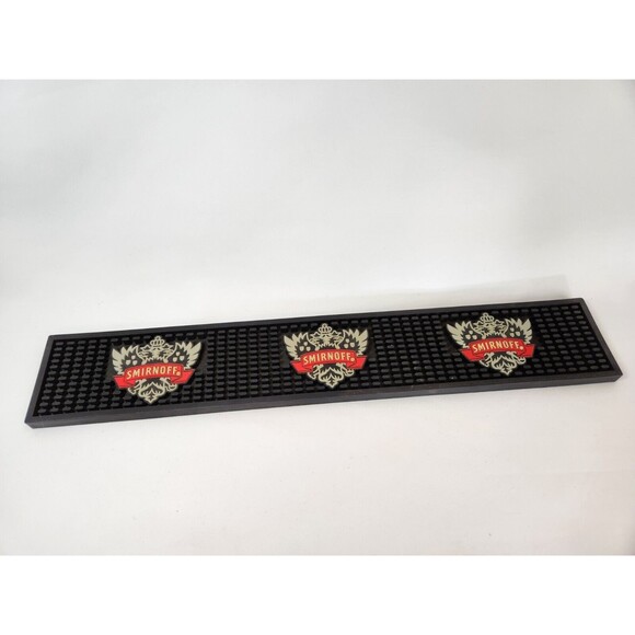 Smirnoff Logo Bar Mat Gutter Spill Mat Man cave Drink Rail Barware Black‎ Red - Picture 2 of 8